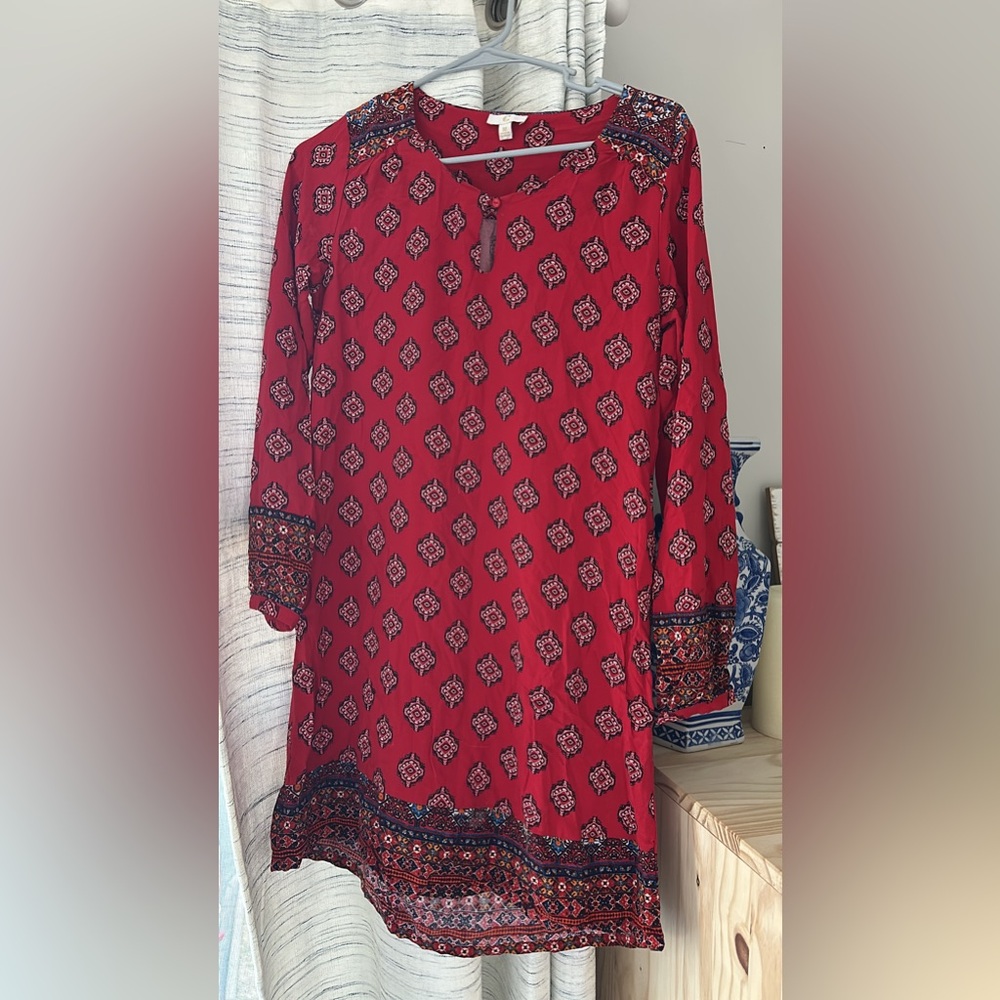 Red patterned cotton dress